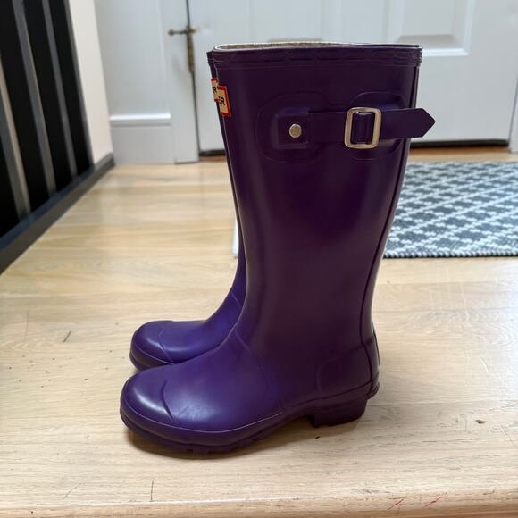 Kids Hunter Rain Boots Purple Wellies US 3M/4F /UK 2 Waterproof Shoes - Picture 2 of 11